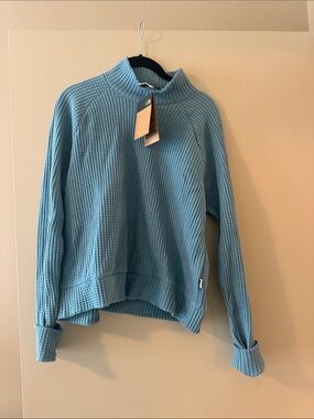 North face Light Blue Waffle-Knit Women’s Sweater, High Neck